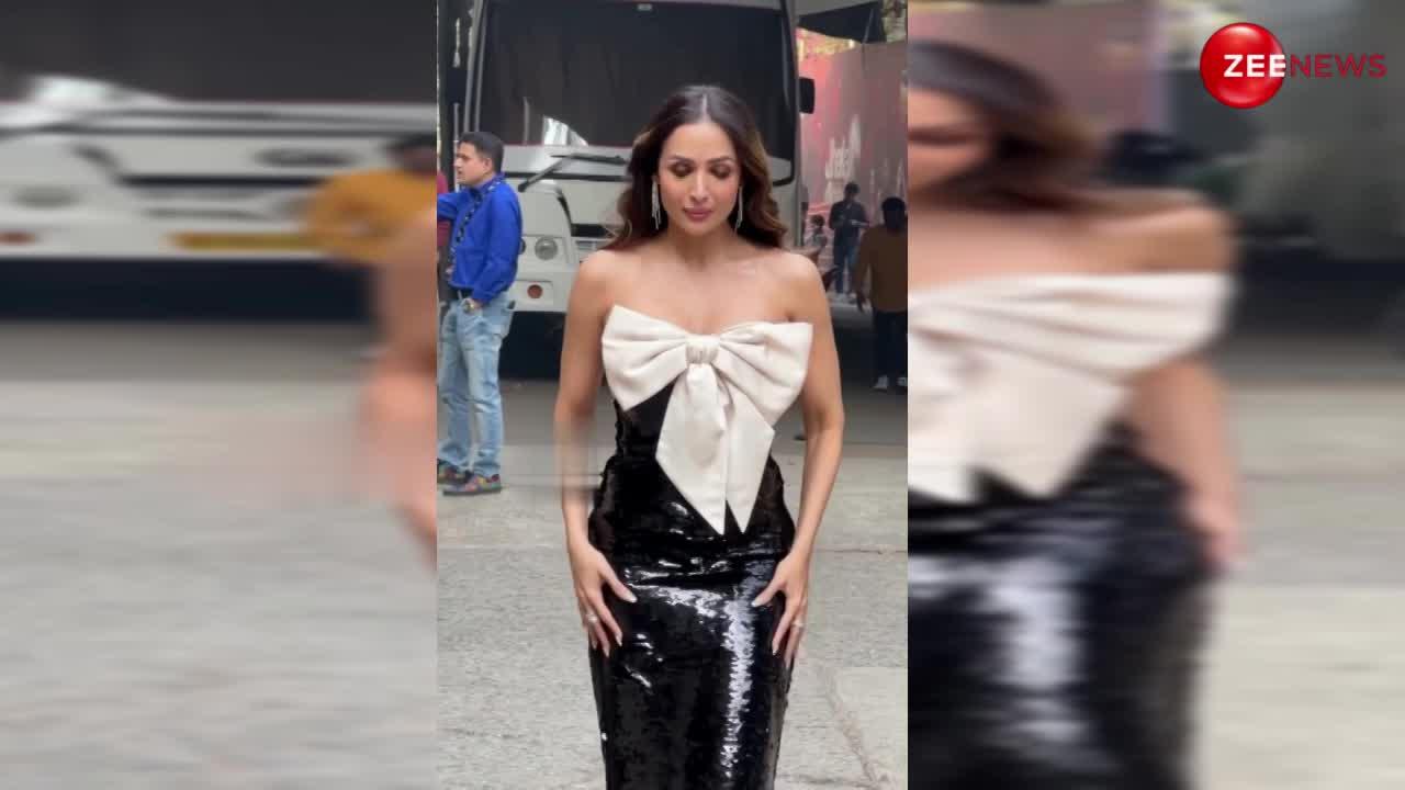 नए साल में कहर ढाने सेट से बाहर निकलीं Malaika Arora, ट्यूब गाउन पहन दिखाई नई अदाएं