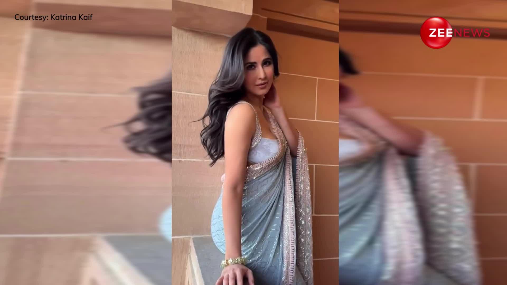 Katrina Kaif ने ग्रे रंग की साड़ी में ढाया कहर, लोगों ने कहा-भाभी देसी लुक में मस्त लग रही हैं