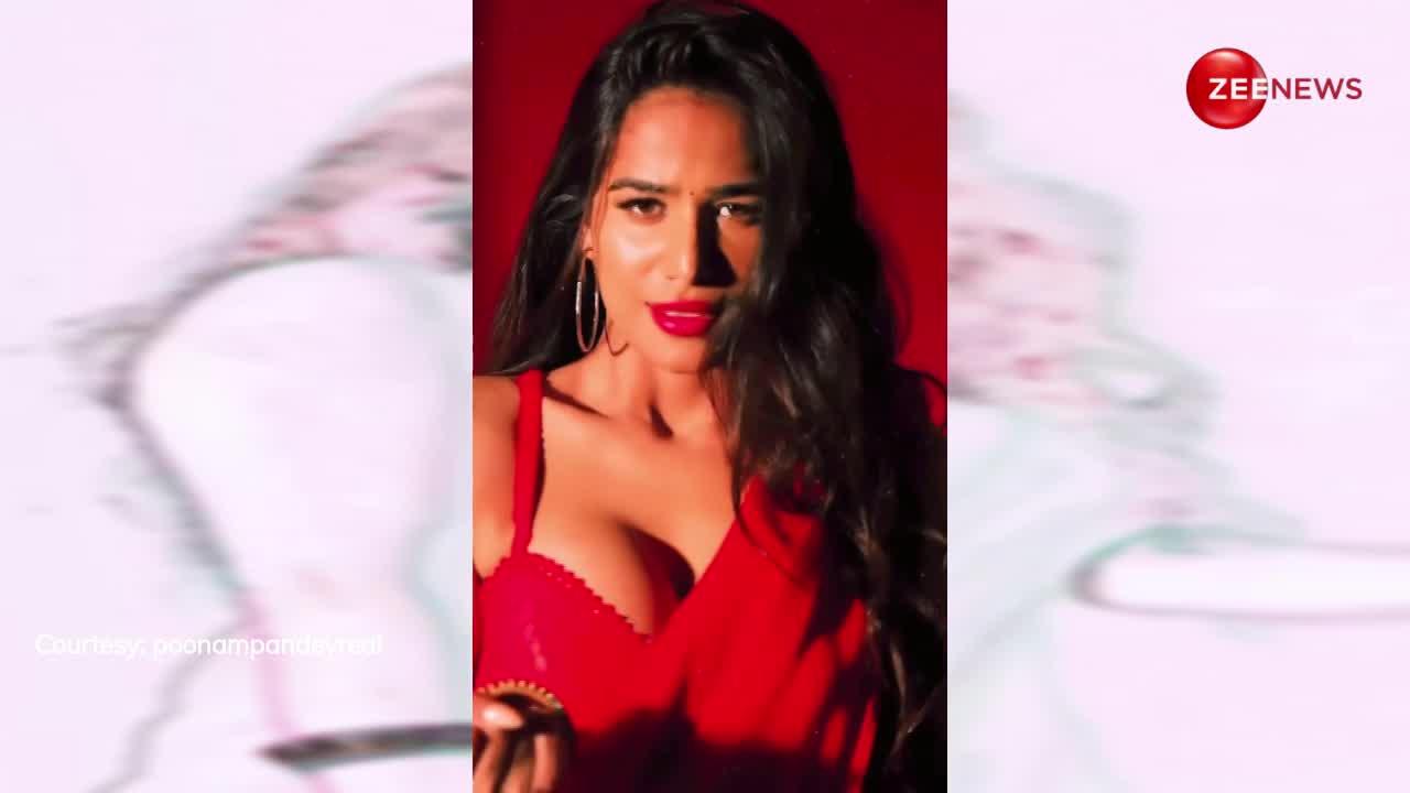 Poonam Pandey ने लाल साड़ी पहन दिखाई नॉटी अदाएं, क्लीवेज फ्लॉन्ट कर उड़ाई फैंस की नींदें