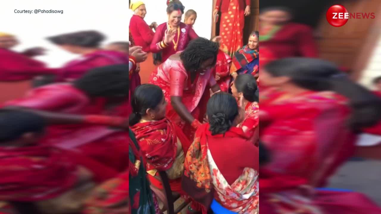 Viral Video: अफ्रीकी महिला ने साड़ी पहन किया पहाड़ी गाने पर डांस, देखते रह गए लोग....