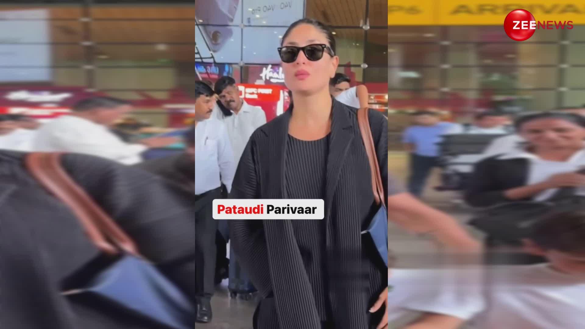 ब्लैक आउटफिट ऊपर से 43 साल की उम्र में गजब का ग्लो, Kareena Kapoor का ये अंदाज दीवाना बना देगा; फुल फैमिली संग आईं नजर