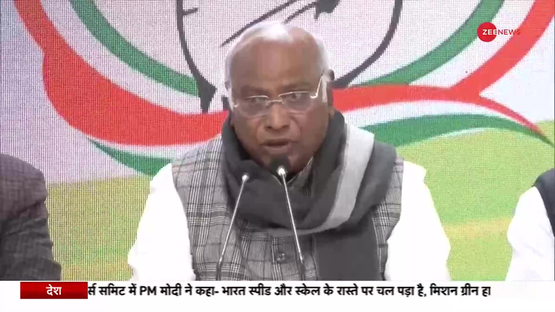 Mallikarjun Kharge PC: PM Modi के भाषण पर मल्लिकार्जुन खड़गे बोले, 'अडानी मामले पर जवाब नहीं दिया'