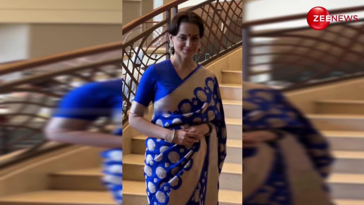 फिर एक बार साड़ी पहन Kangana Ranut ने दिखाए जलवे, महारानी लुक में दिए दिलकश पोज