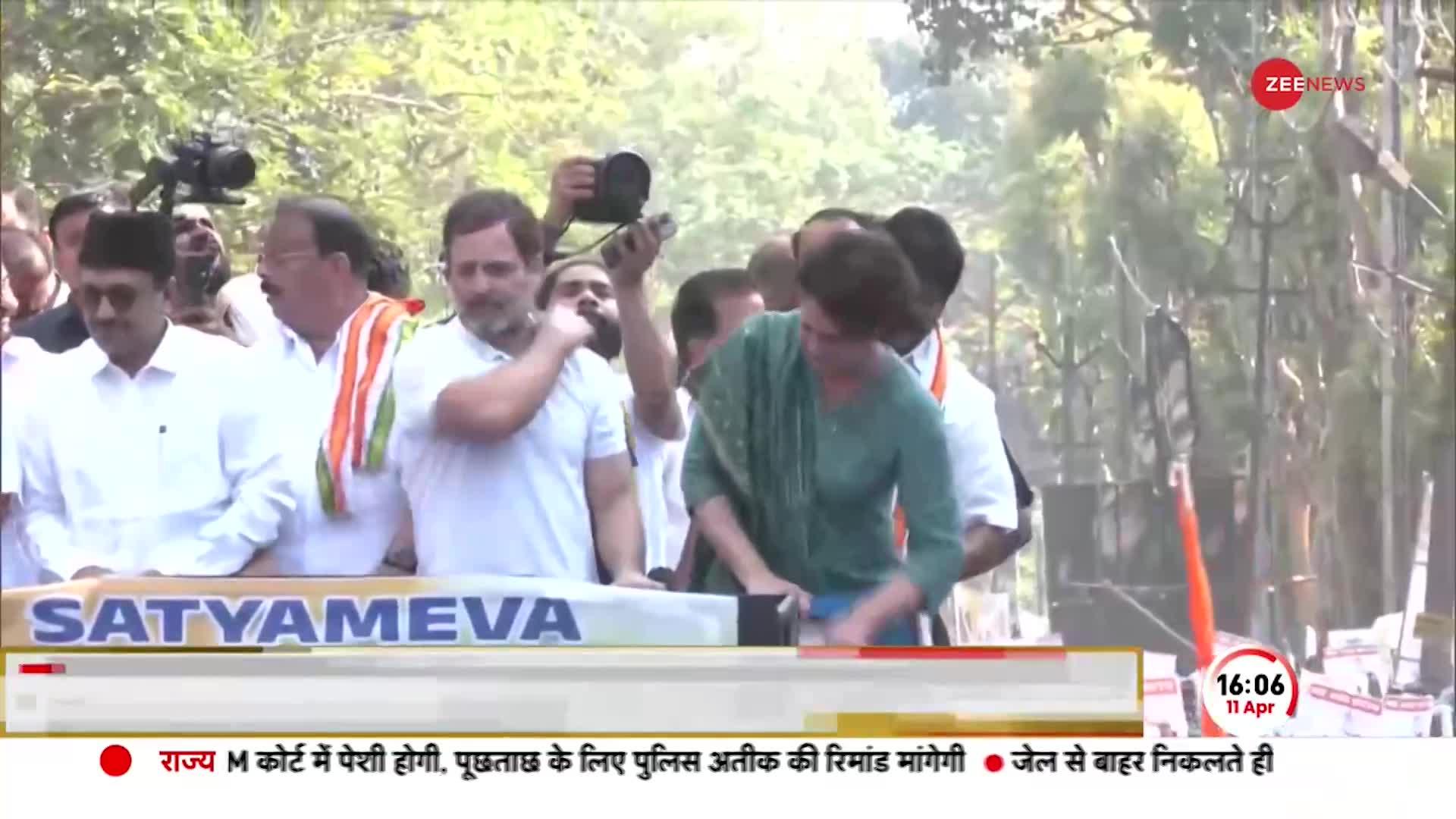 वायनाड़ पहुंचे Rahul Gandhi ने बहन Priyanka के साथ किया रोड़ शो