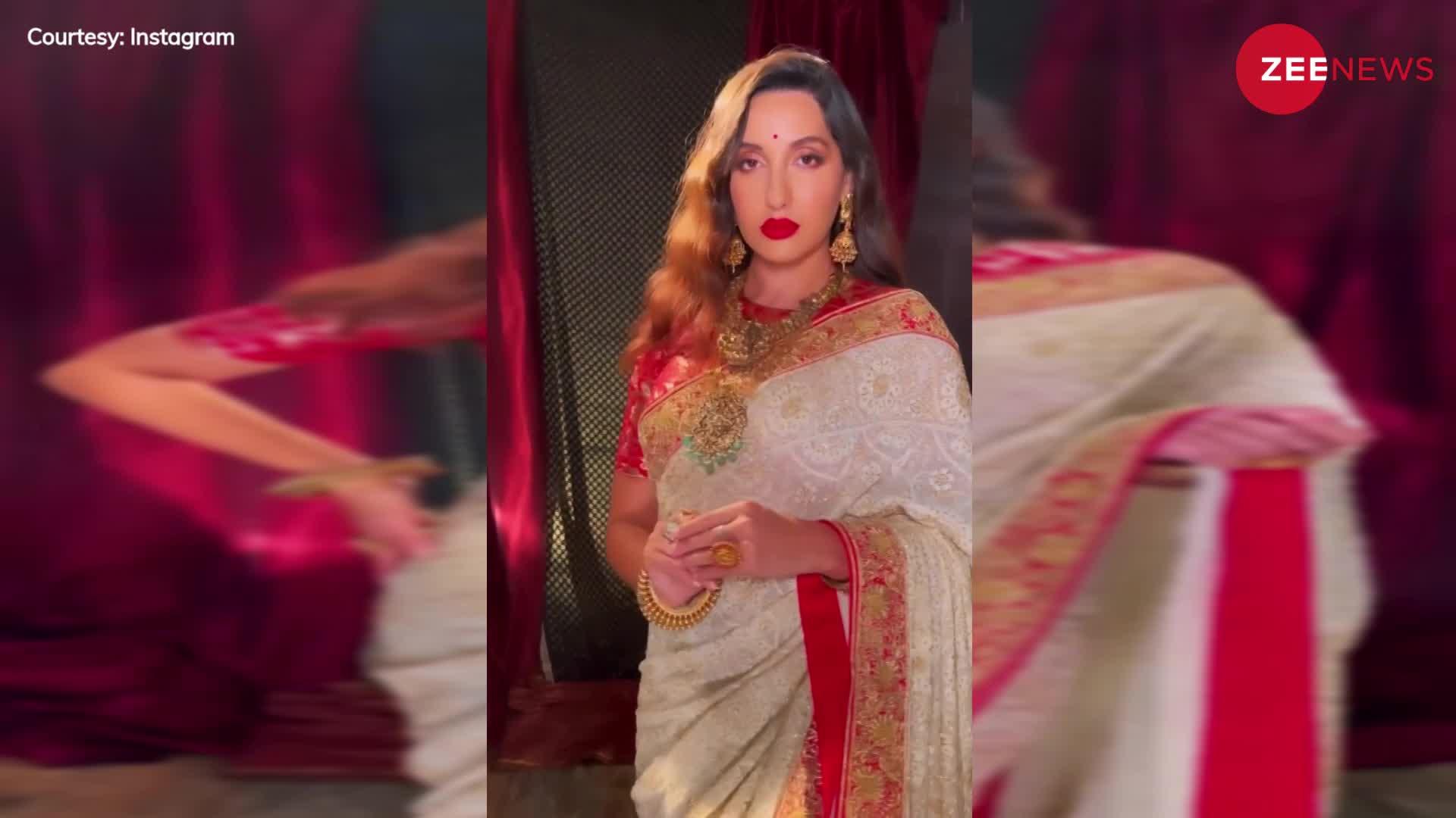 एक्ट्रेस Nora Fatehi ने अपने देसी लुक से उड़ाई फैंस की नींद, पहनी बेहद खूबसूरत साड़ी; देखें ये वायरल वीडियो