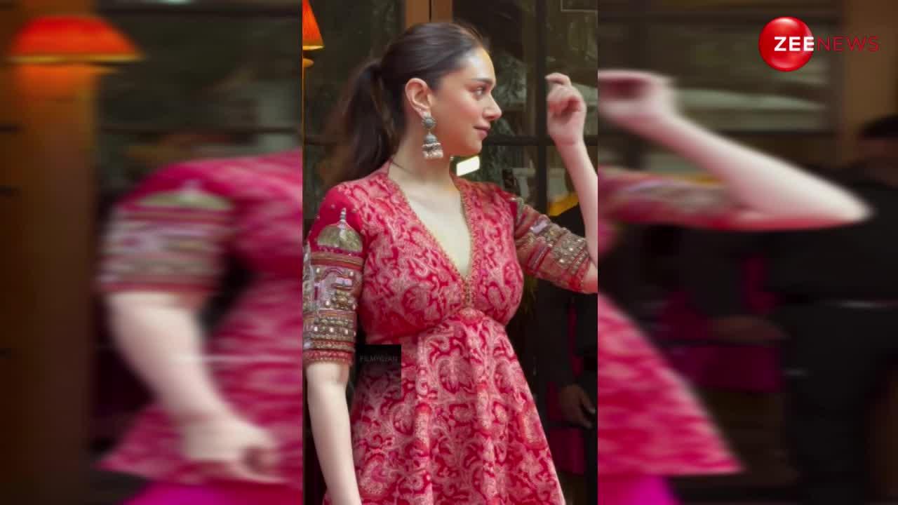 VIDEO: माशाल्लाह! Aditi Rao Hydari का शरारा लुक देख आप भी कहेंगे 'कोकिक कंठील अप्सरा'