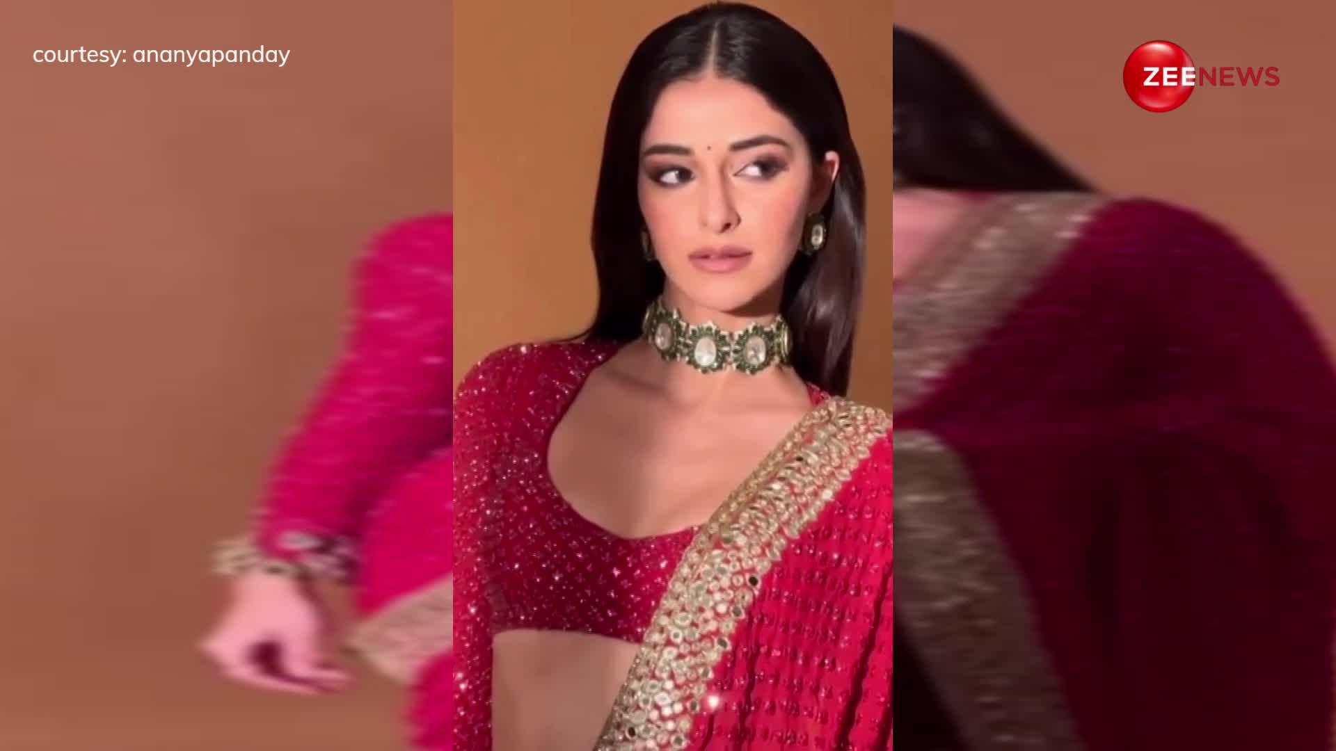 Ananya Panday बनीं संस्कारी लेडी! अपने रेड साड़ी वाले लुक से जीत लिया ट्रोलर्स का दिल, खूबसूरती में दे रही हैं दीपिका और कटरीना को गजब की टक्कर