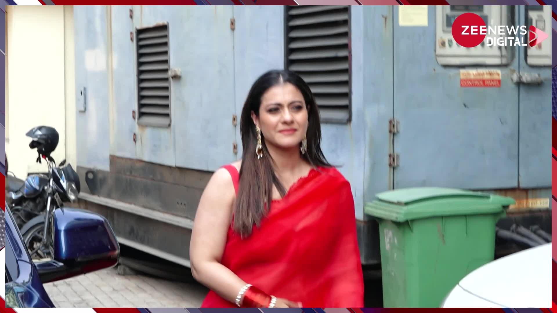 Kajol Hot Look: काजोल ने लाल साड़ी पहन दिया ऐसा किलर पोज, की फैंस को याद आई K3G की अंजलि