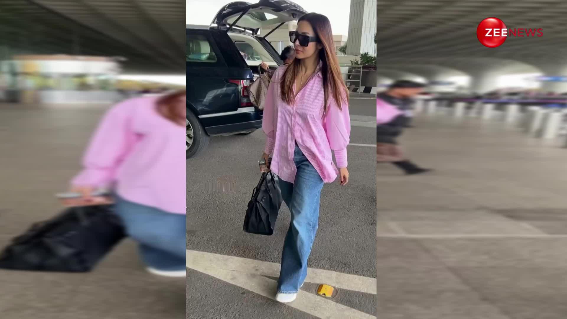 पिंक शर्ट में Malaika Arora का लुक, कर गया फैंस को घायल