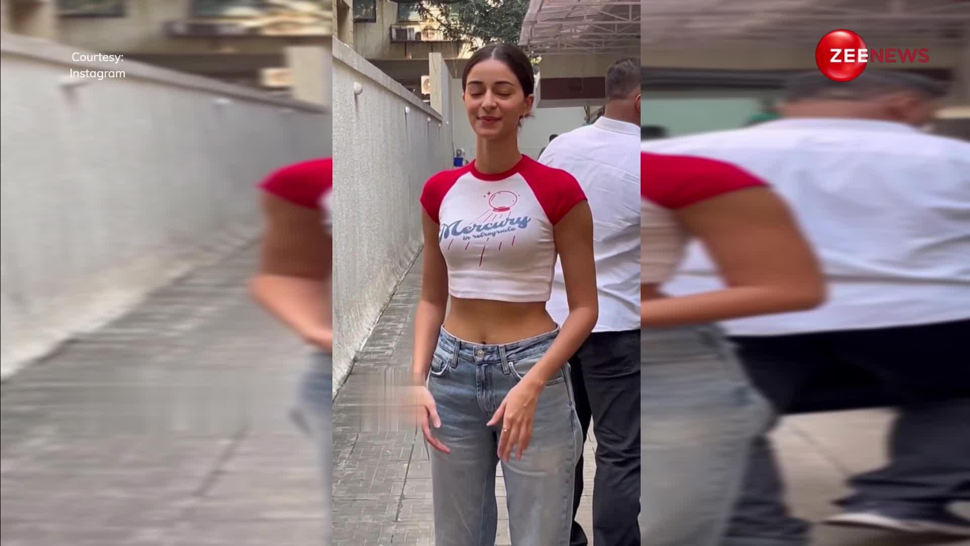 Ananya Panday क्रॉप टी शर्ट में आईं नजर, सादगी से लूटा फैंस का दिल