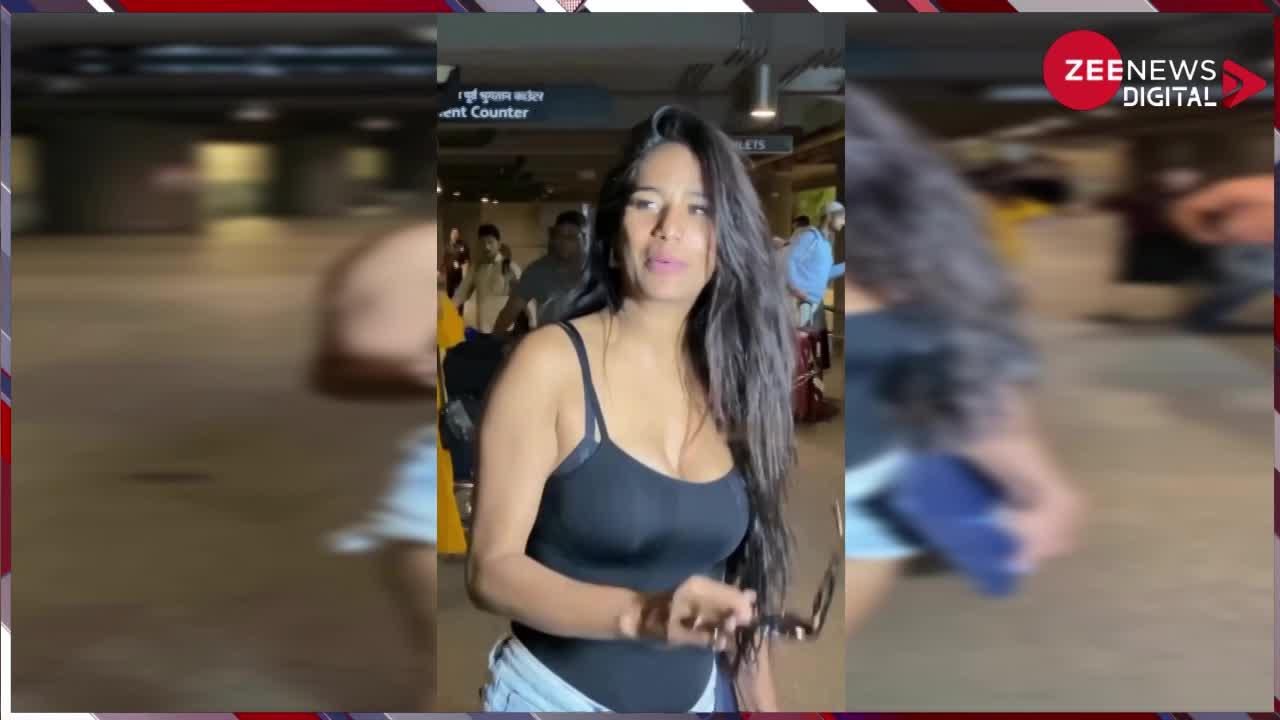 Poonam Pandey ने फिर दिखाई बेशर्मी, एयरपोर्ट पर पतला सा टॉप पहनकर पहुंचीं फिर मुंह खोल-खोलकर लगीं चिल्लाने