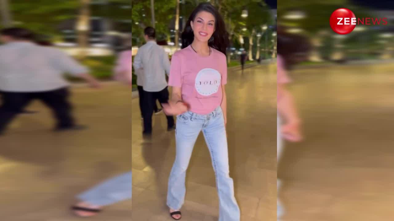 पिंक टीशर्ट में Jacqueline Fernandez ने पैपराजी को दिया ऐसा लुक, दिल हार बैठे फैंस