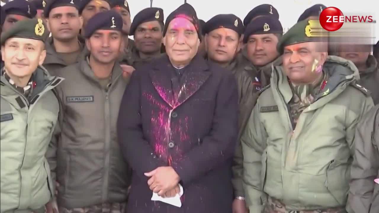 Holi 2024: राजनाथ सिंह ने लेह में जवानों के साथ मनाई होली, सशस्त्र बल के जवानों को लगाया गुलाल