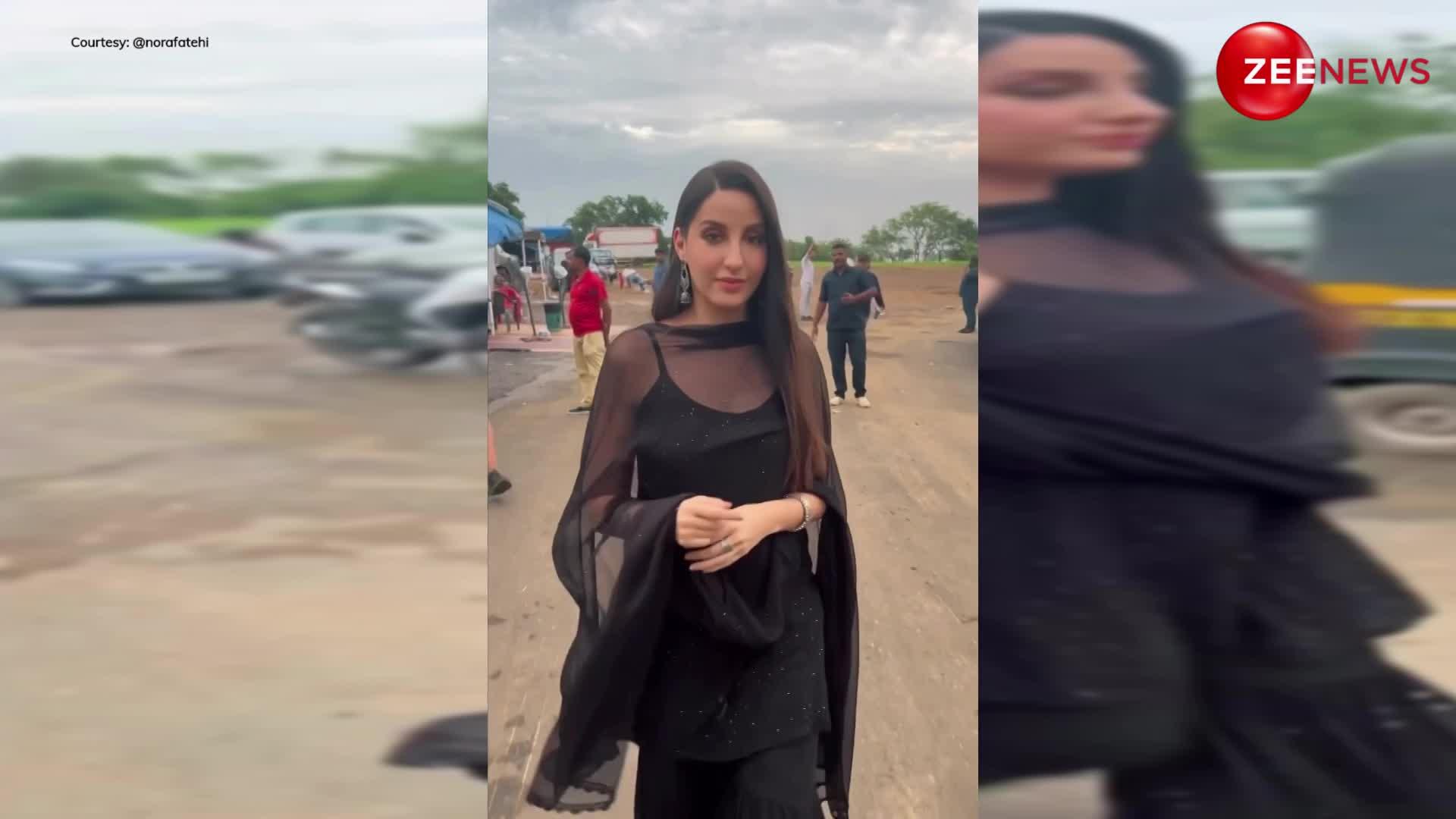 काला स्लीवलेस सूट पहन Nora Fatehi ने दिखाई ऐसी अदाएं, देख बेकाबू हुए फैंस