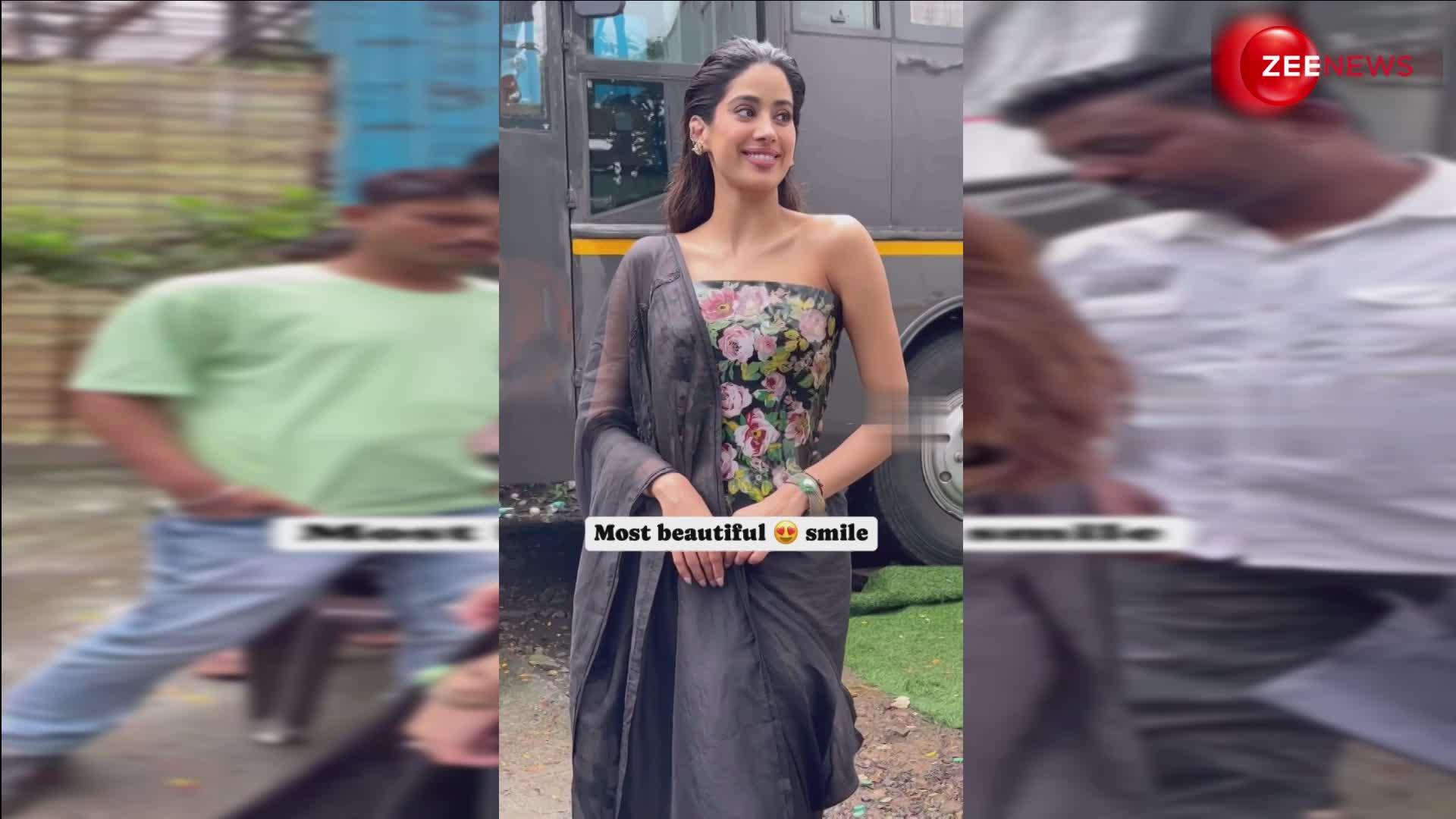 फ्लोरल प्रिंट वाली डिजाइनर ड्रेस में Janhvi Kapoor ने बिखेरा जलवा, क्यूट सी स्माइल देख दिल हार बैठे फैंस