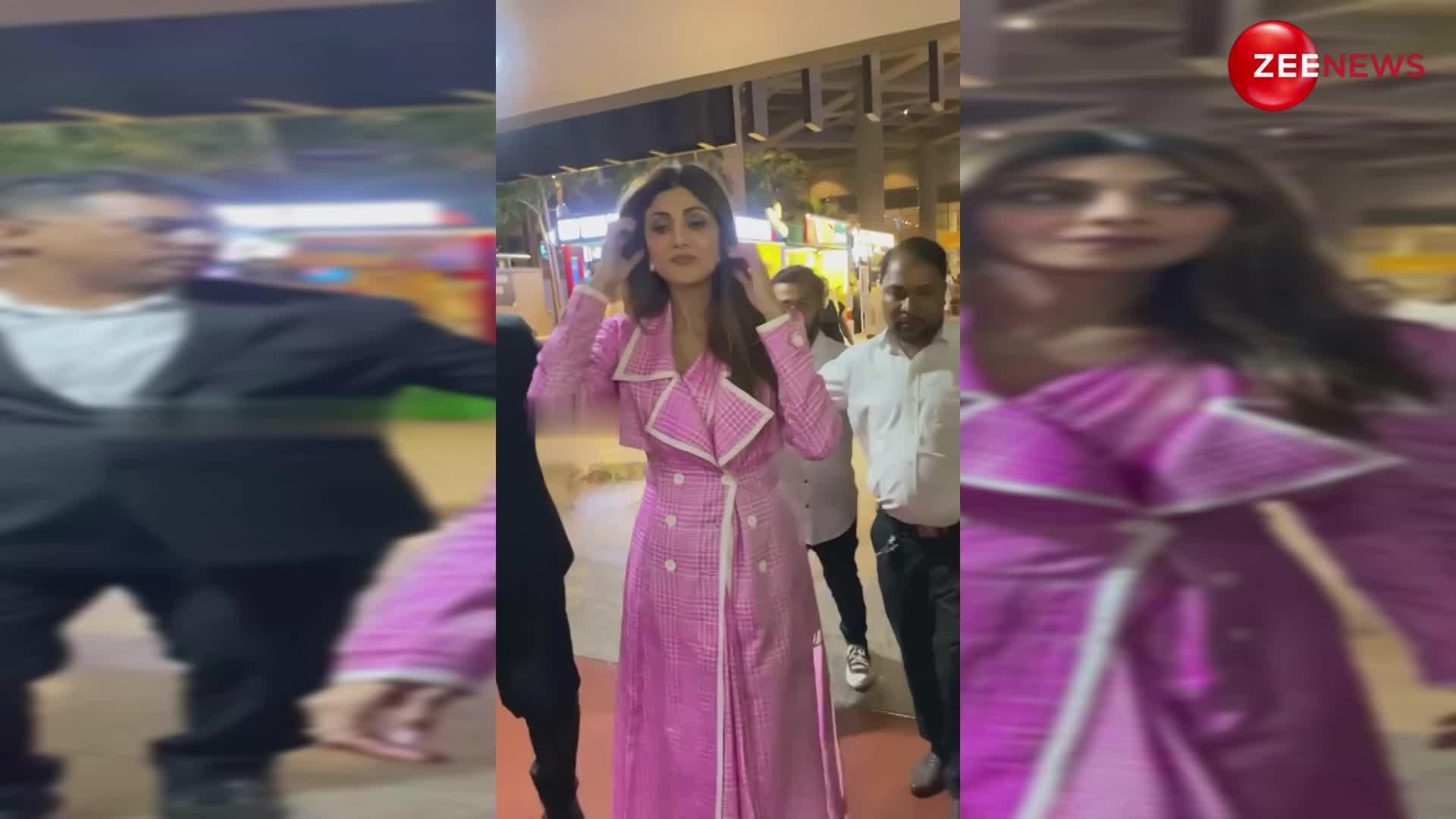 पिंक आउटफिट में मुंबई एयरपोर्ट पर स्पॉट हुईं Shilpa Shetty, 49 की उम्र में भी दिखीं 25 जैसी जवां और फिट