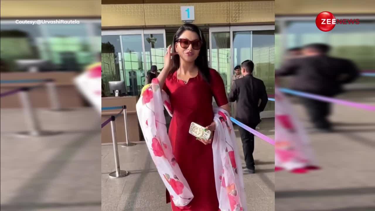 रेड सूट पहनकर Urvashi Rautela ने दिखाया ऐसा अंदाज, लोगों का दिल-दिमाग हुआ सुन्‍न