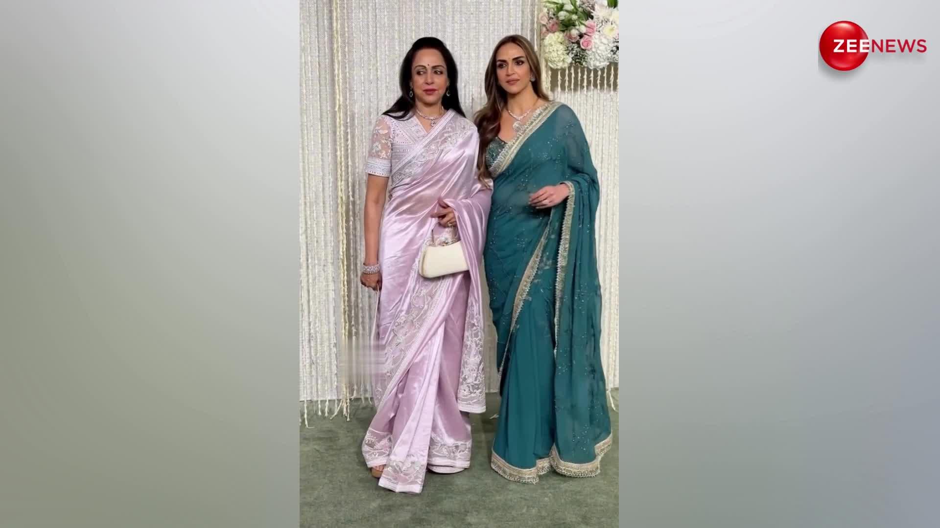 Esha Deol के साथ आमिर खान की बेटी के वेडिंग रिसेप्शन में पहुंचीं Hema Malini