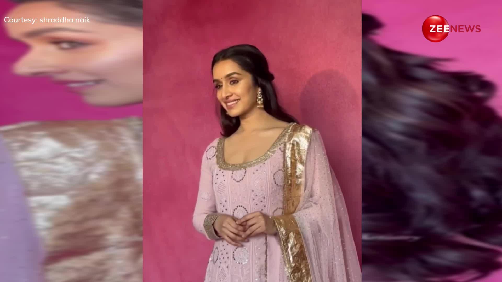 बेहद ब्यूटीफुल लुक में नजर आईं Shraddha Kapoor, पिंक सूट पहन करा रही हैं फोटोशूट